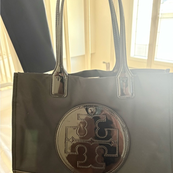 Tory Burch Ella Patent Nylon Tote - Black/Navy - Picture 4 of 6